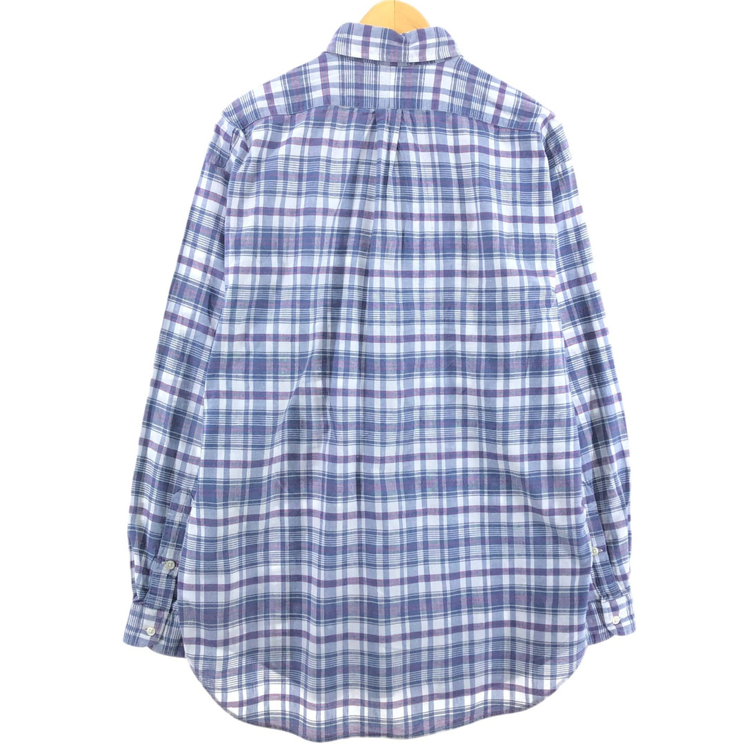 Ralph Lauren BLAKE long sleeve button down check shirt, men's size L cotton gray type Vintage Second Hand