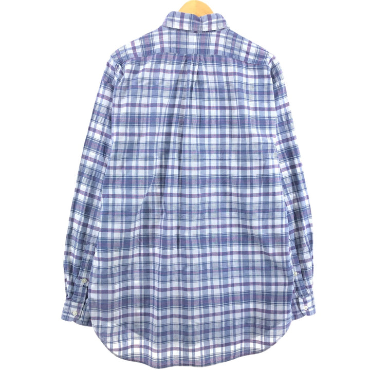 Ralph Lauren BLAKE long sleeve button down check shirt, men's size L cotton gray type Vintage Second Hand