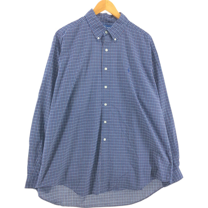 Ralph Lauren BLAKE long sleeve button down check shirt, men's XL size cotton navy blue type Vintage Second Hand
