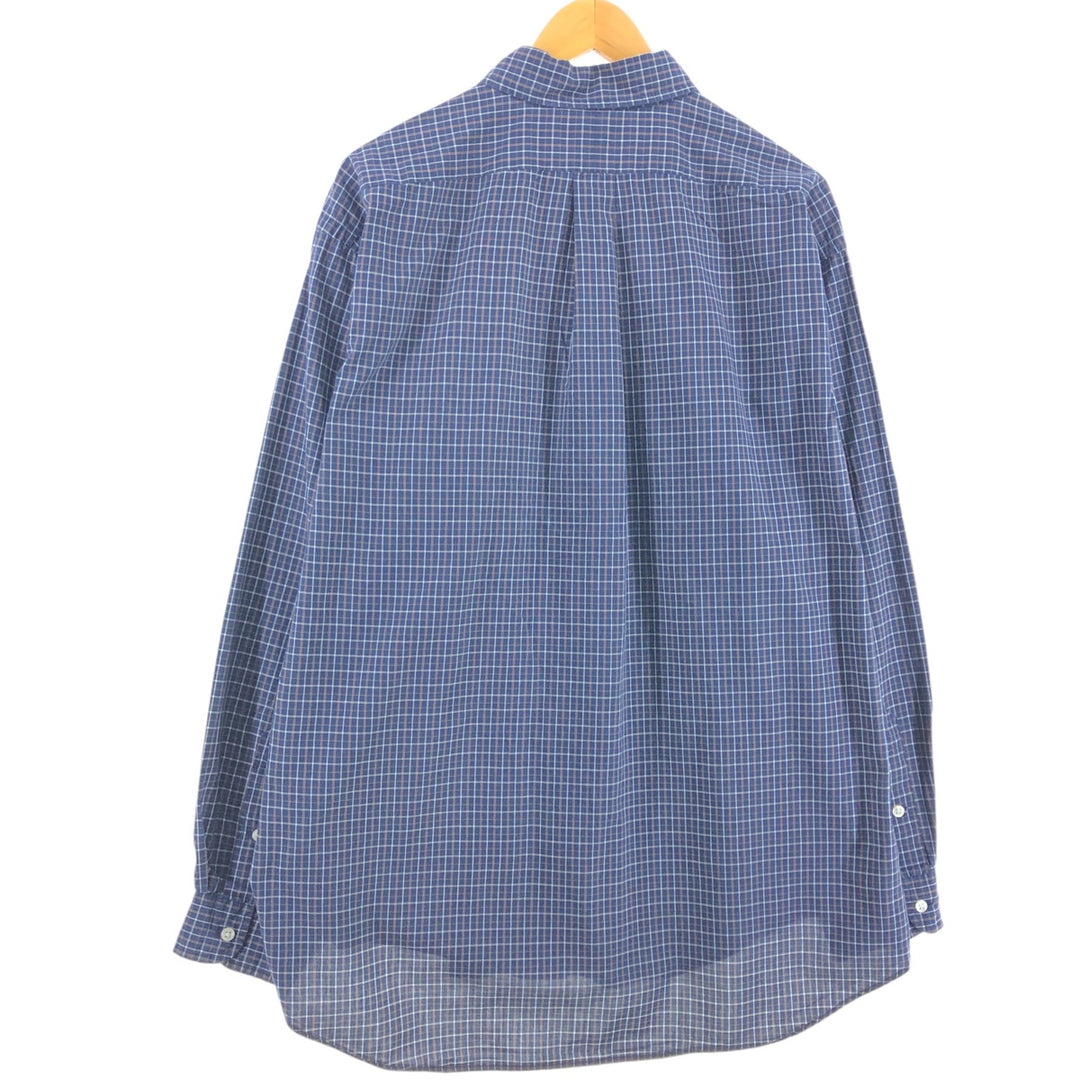 Ralph Lauren BLAKE long sleeve button down check shirt, men's XL size cotton navy blue type Vintage Second Hand