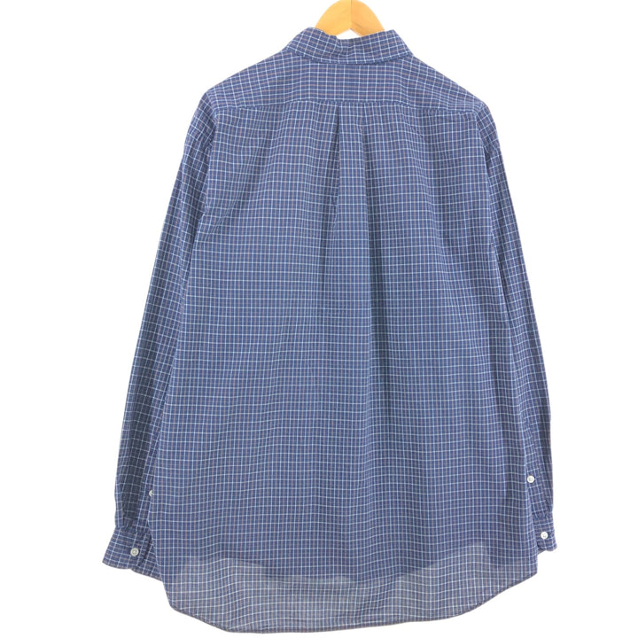 Ralph Lauren BLAKE long sleeve button down check shirt, men's XL size cotton navy blue type Vintage Second Hand