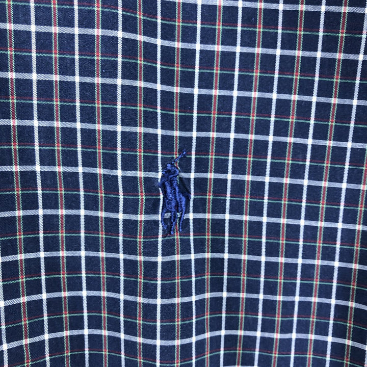 Ralph Lauren BLAKE long sleeve button down check shirt, men's XL size cotton navy blue type Vintage Second Hand