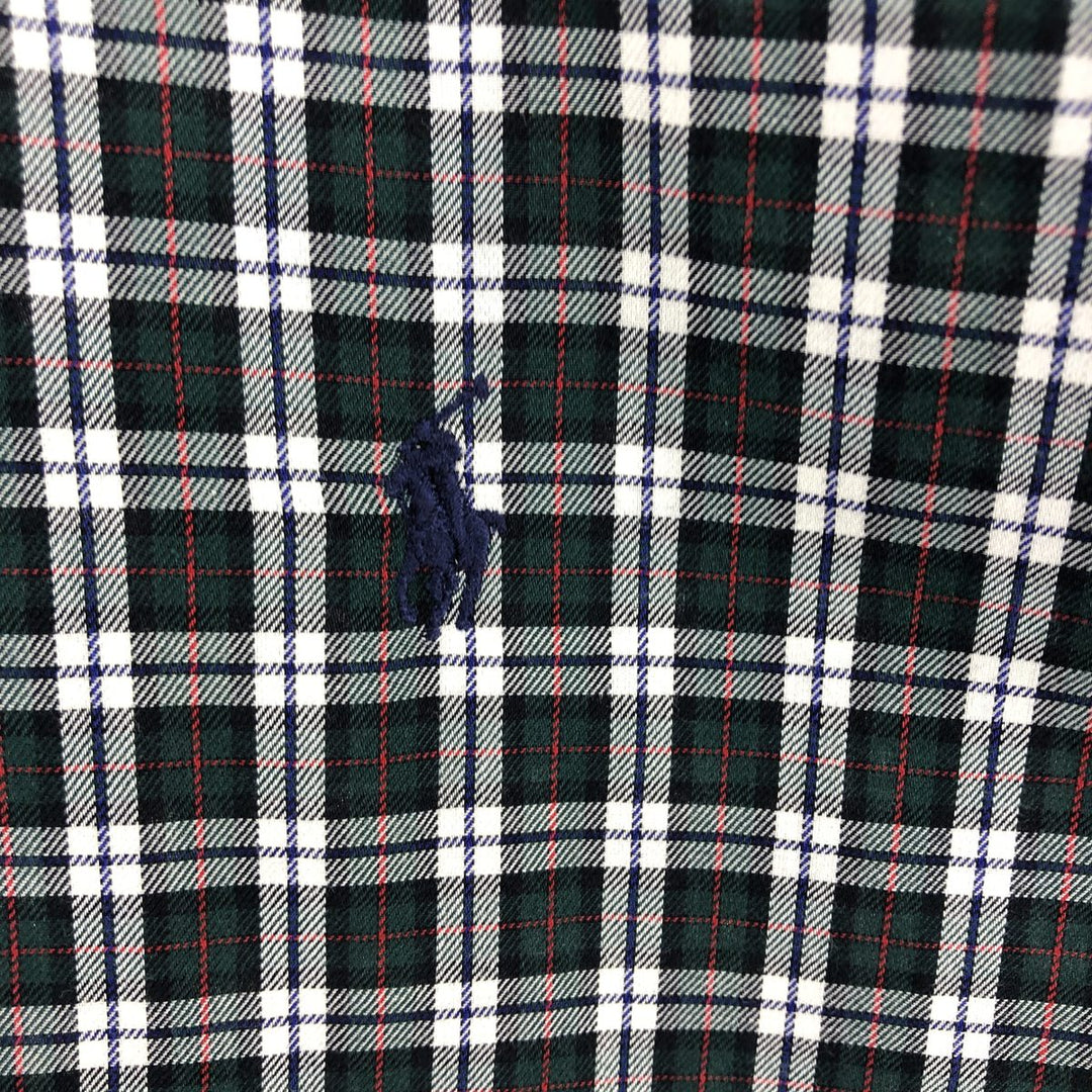 Ralph Lauren BLAKE long sleeve button down check shirt, men's size L cotton green type Vintage Second Hand