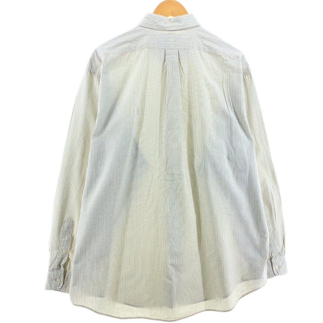 Ralph Lauren BLAKE long sleeve button down check shirt, men's XL size cotton unbleached Vintage Second Hand