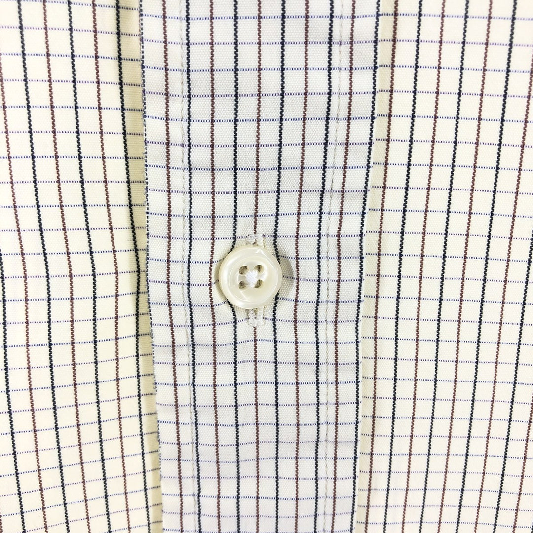 Ralph Lauren BLAKE long sleeve button down check shirt, men's XL size cotton unbleached Vintage Second Hand