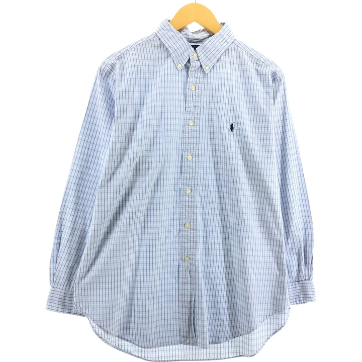 Ralph Lauren Classic Fit Long Sleeve Button Down Check Shirt, Men's Size L cotton Blue type light blue Vintage Second Hand
