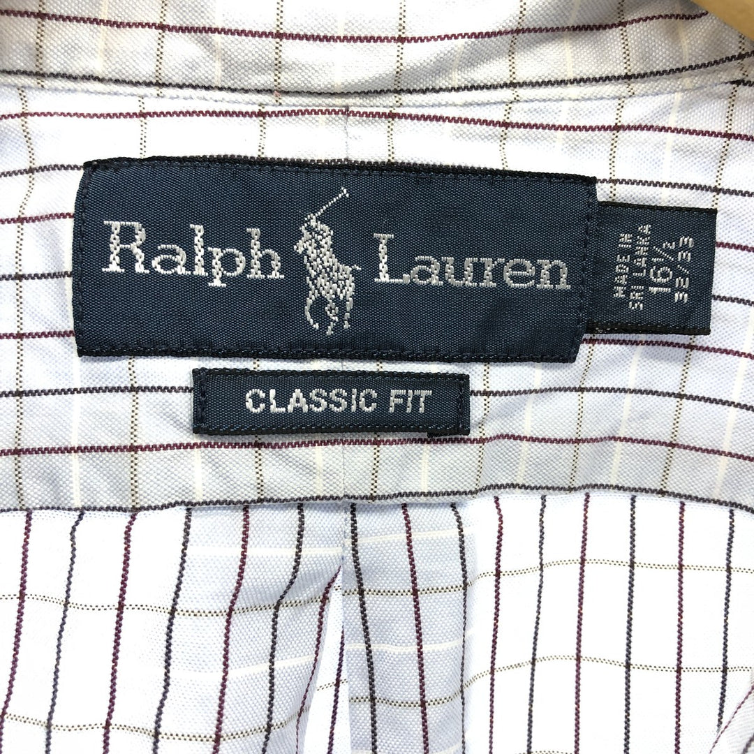 Ralph Lauren Classic Fit Long Sleeve Button Down Check Shirt, Men's Size L cotton Blue type light blue Vintage Second Hand