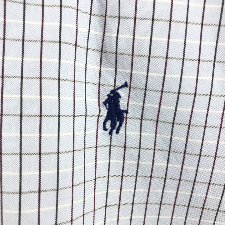 Ralph Lauren Classic Fit Long Sleeve Button Down Check Shirt, Men's Size L cotton Blue type light blue Vintage Second Hand