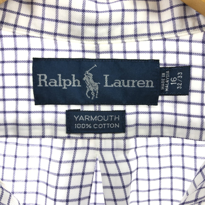 Ralph Lauren YARMOUTH Long Sleeve Button Down Check Shirt Men's XL cotton white type Vintage Second Hand