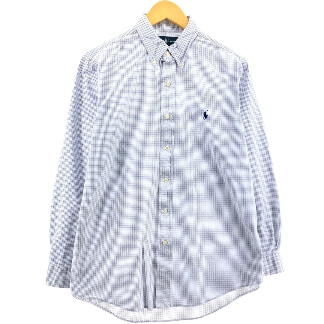 Ralph Lauren CUSTOM FIT long sleeve button down check shirt, men's size L cotton white type Vintage Second Hand