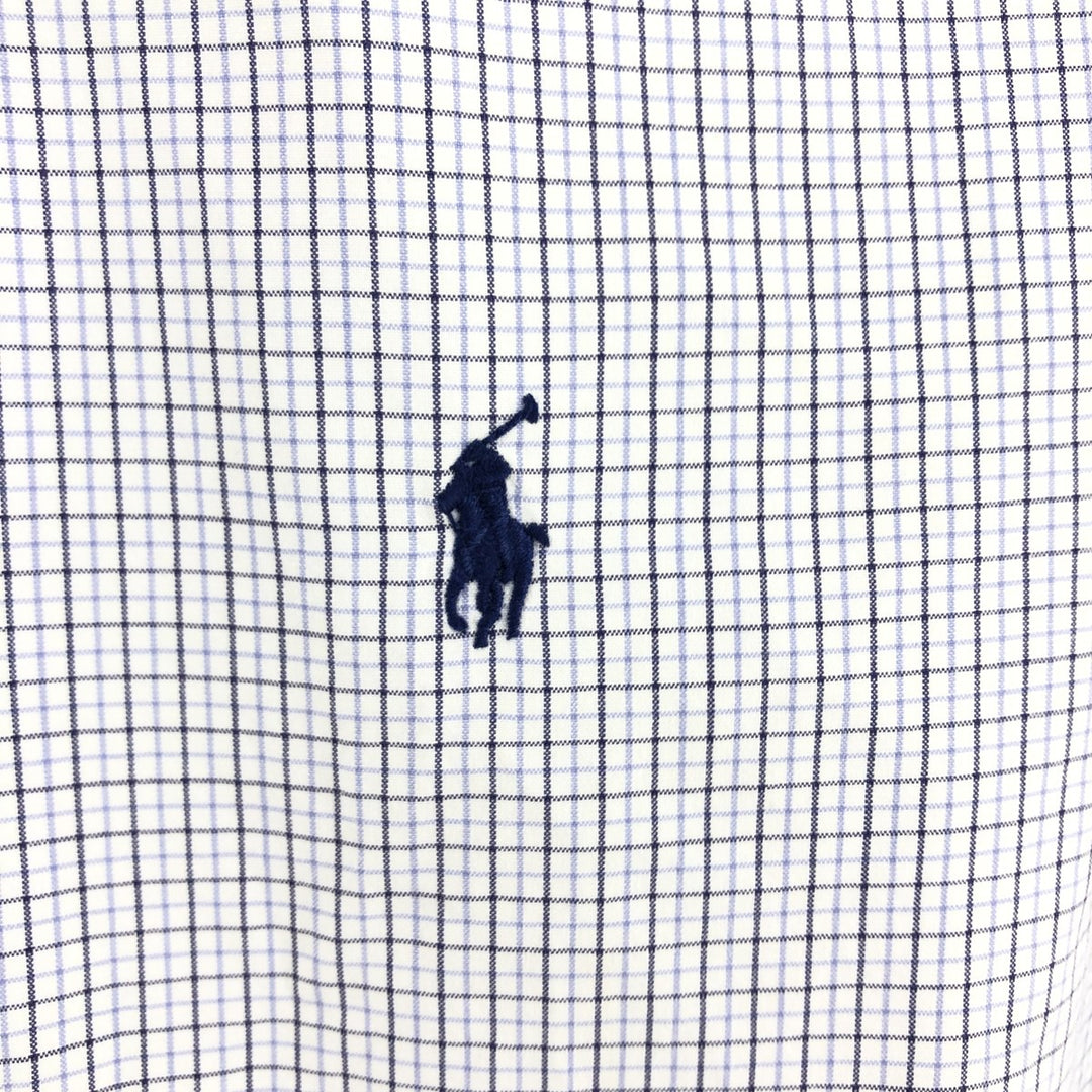 Ralph Lauren CUSTOM FIT long sleeve button down check shirt, men's size L cotton white type Vintage Second Hand