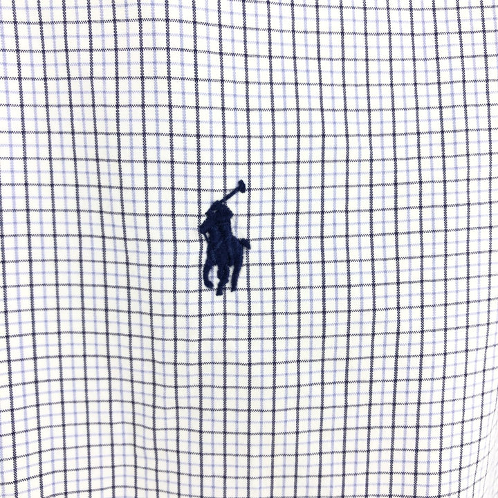 Ralph Lauren CUSTOM FIT long sleeve button down check shirt, men's size L cotton white type Vintage Second Hand