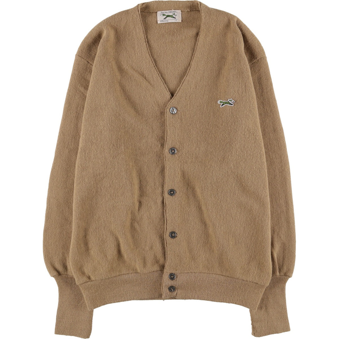 Vintage 1980'S JCPenney THE FOX Sweater cardigan, men's size L unclear Beige type Vintage Second Hand