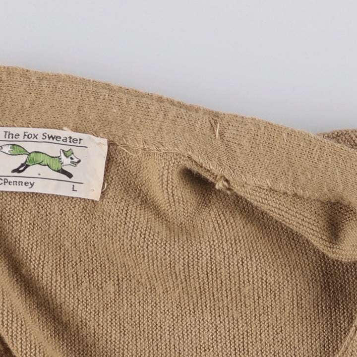 Vintage 1980'S JCPenney THE FOX Sweater cardigan, men's size L unclear Beige type Vintage Second Hand