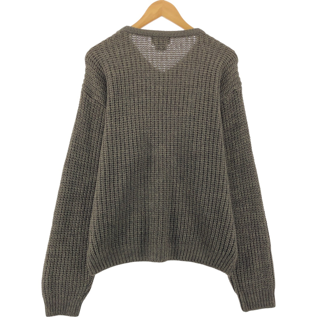 Basic Editions V-neck acrylic knit sweater, men's size M acrylic beige type brown Vintage Second Hand