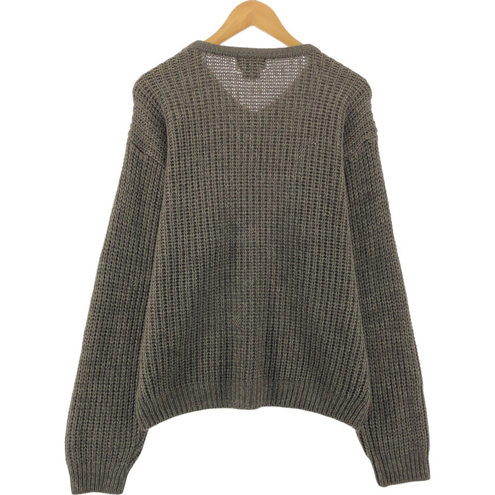 Basic Editions V-neck acrylic knit sweater, men's size M acrylic beige type brown Vintage Second Hand