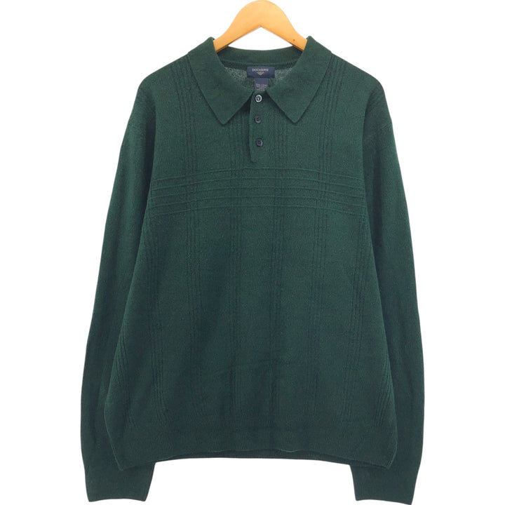 Dockers Polo Knit Sweater, Men's, Size XXL acrylic green type Vintage Second Hand