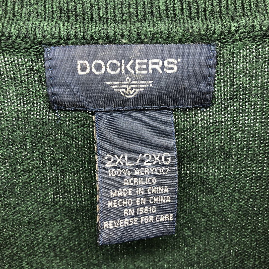 Dockers Polo Knit Sweater, Men's, Size XXL acrylic green type Vintage Second Hand