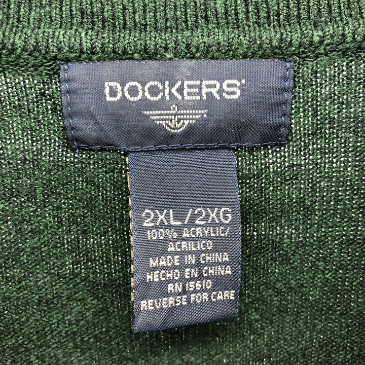 Dockers Polo Knit Sweater, Men's, Size XXL acrylic green type Vintage Second Hand