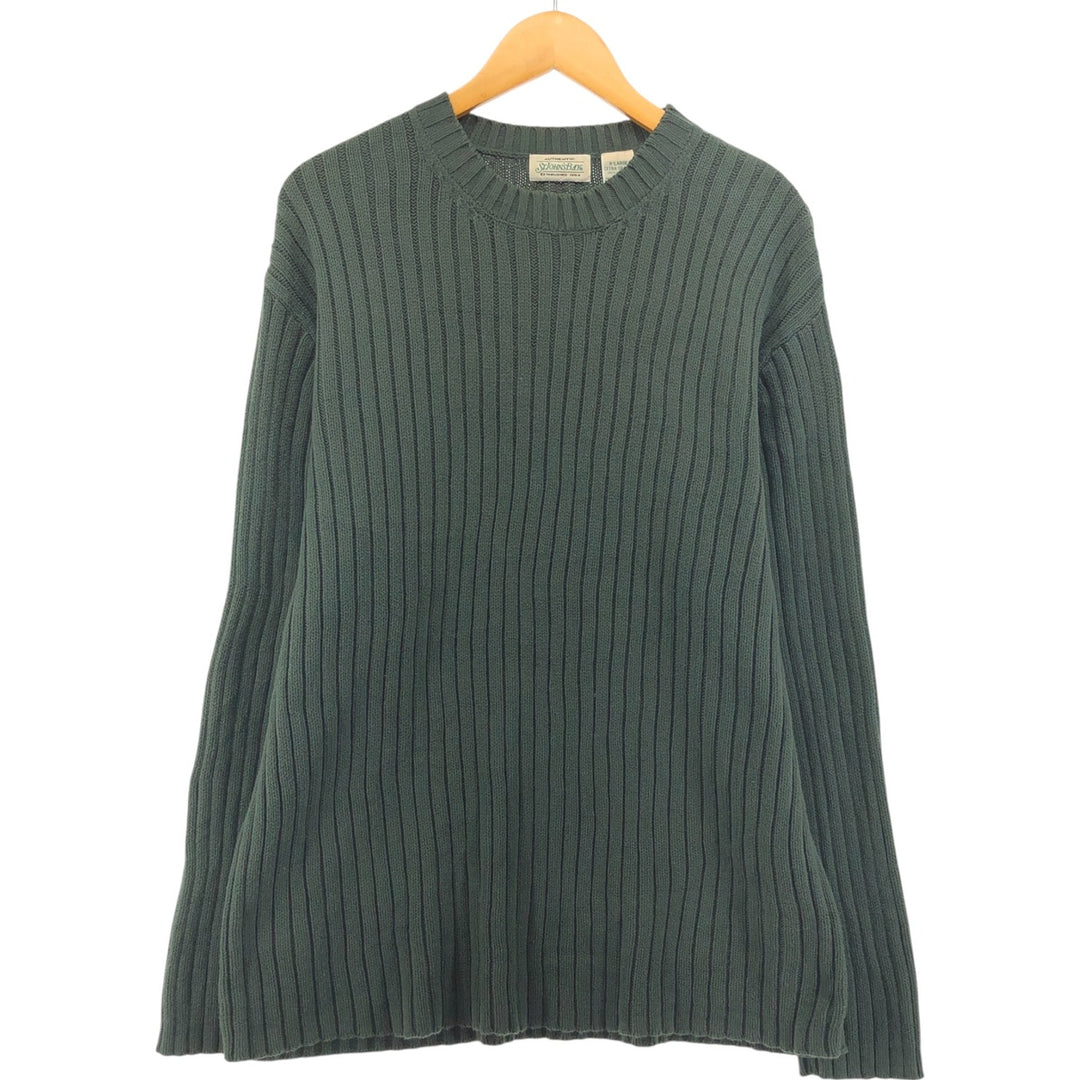 90'S St. John's Bay ribbed cotton knit sweater, men's size XL, vintage cotton green type Vintage Second Hand