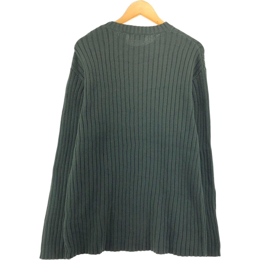 90'S St. John's Bay ribbed cotton knit sweater, men's size XL, vintage cotton green type Vintage Second Hand