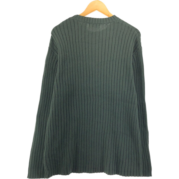 90'S St. John's Bay ribbed cotton knit sweater, men's size XL, vintage cotton green type Vintage Second Hand