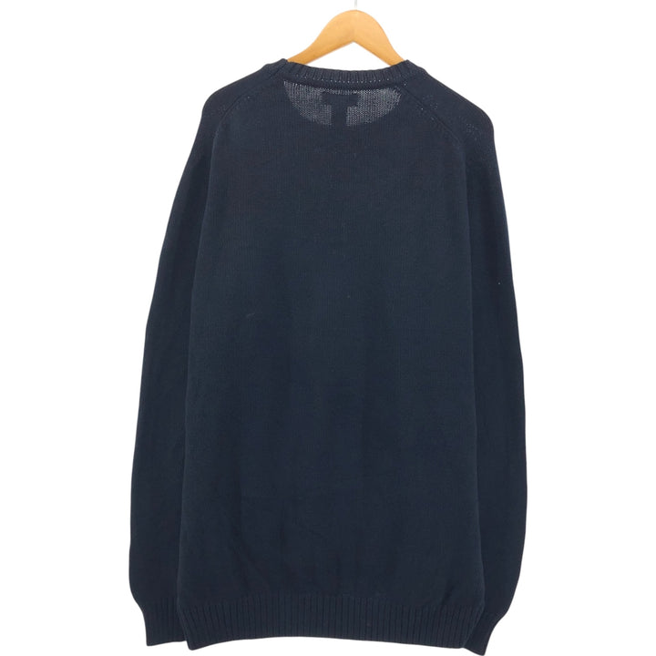 LANDS'END Cotton Knit Sweater, Made in USA, Men's XL cotton navy blue type Vintage Second Hand
