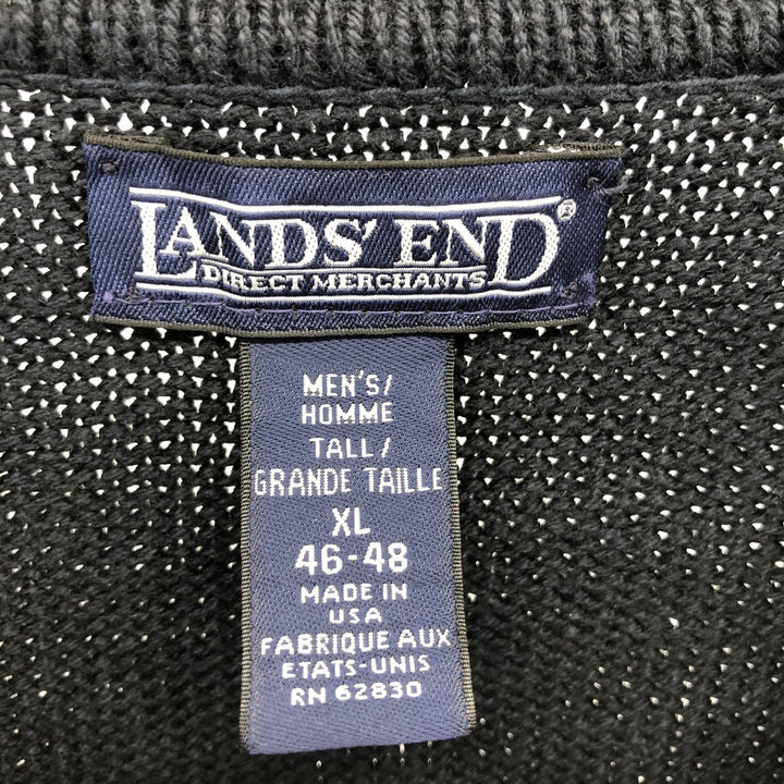 LANDS'END Cotton Knit Sweater, Made in USA, Men's XL cotton navy blue type Vintage Second Hand