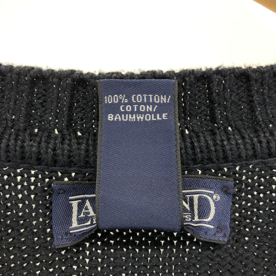 LANDS'END Cotton Knit Sweater, Made in USA, Men's XL cotton navy blue type Vintage Second Hand