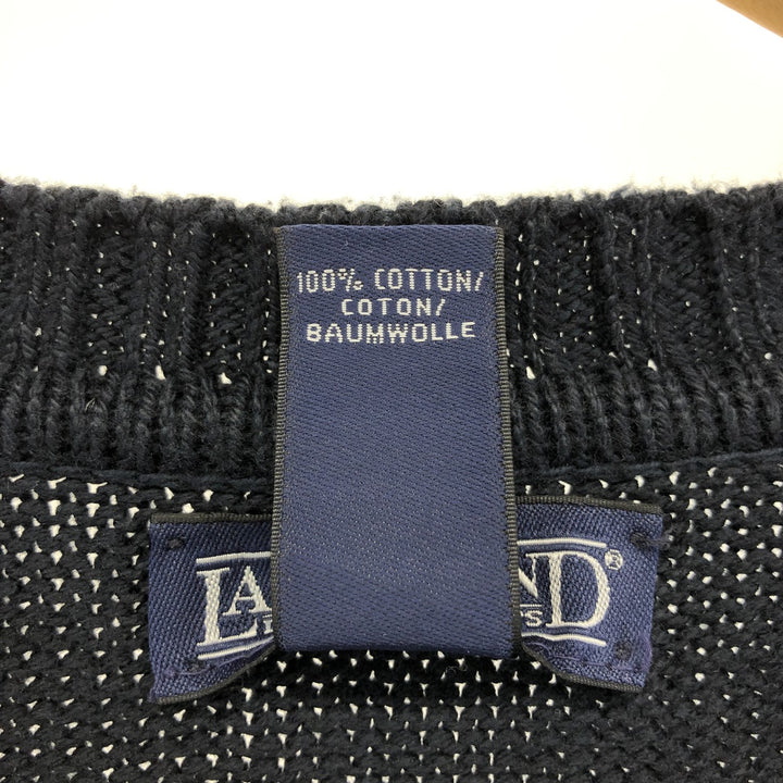 LANDS'END Cotton Knit Sweater, Made in USA, Men's XL cotton navy blue type Vintage Second Hand