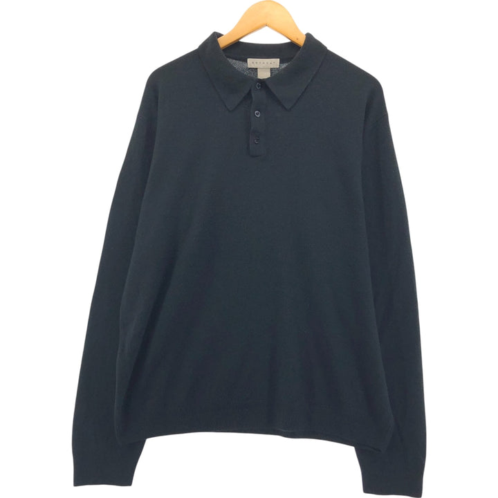 RETREAT Polo Knit Sweater, Men's Size L acrylic black type Vintage Second Hand