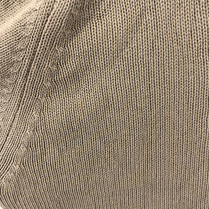 2000'S Land's End V-neck cotton knit sweater, Made in USA, Men's size L cotton beige type brown Vintage Second Hand