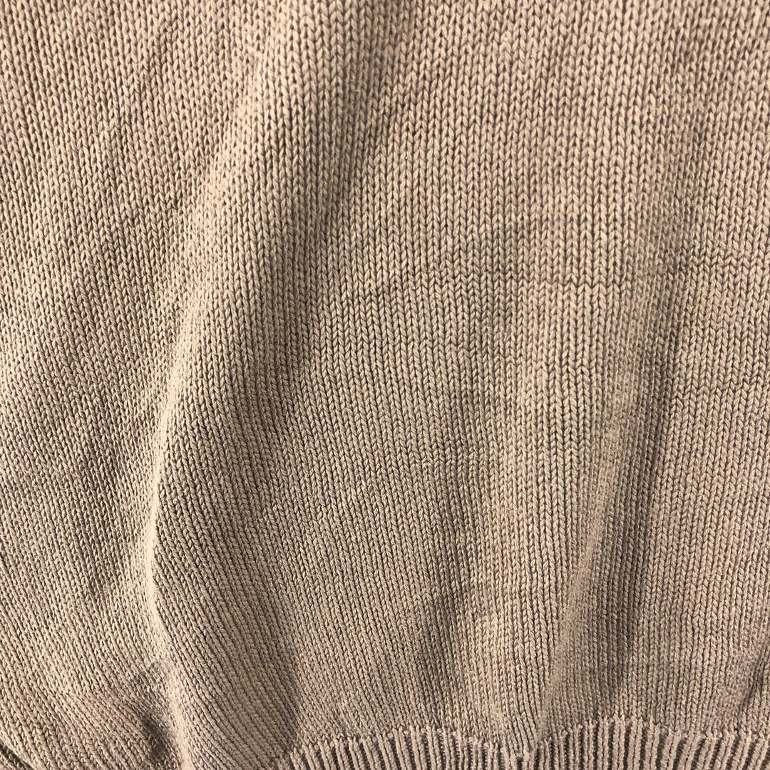 2000'S Land's End V-neck cotton knit sweater, Made in USA, Men's size L cotton beige type brown Vintage Second Hand