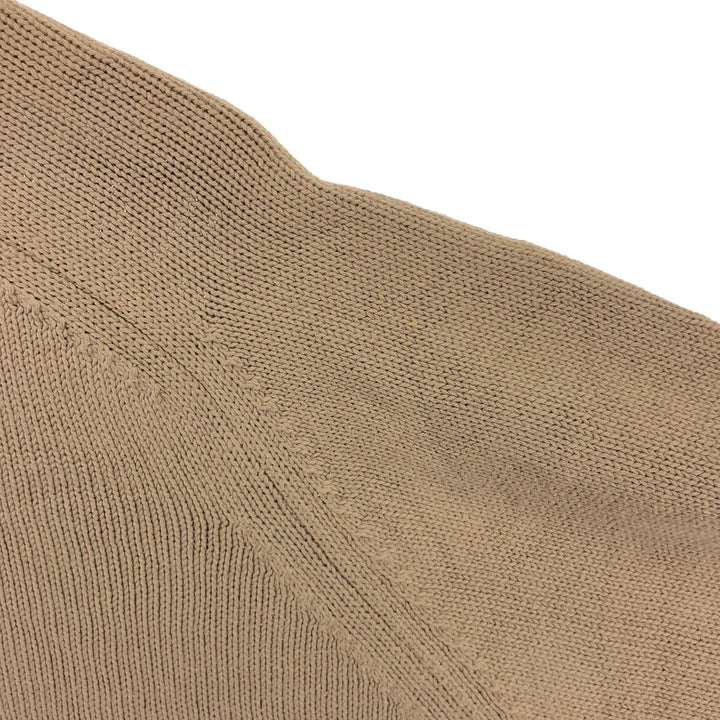 2000'S Land's End V-neck cotton knit sweater, Made in USA, Men's size L cotton beige type brown Vintage Second Hand