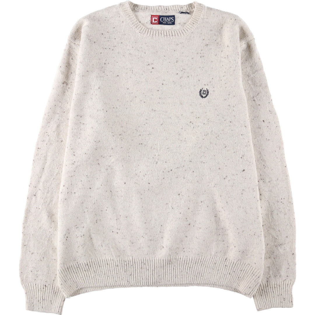 CHAPS Color Nep Cotton Knit Sweater, Men's Size XL unclear white type Vintage Second Hand