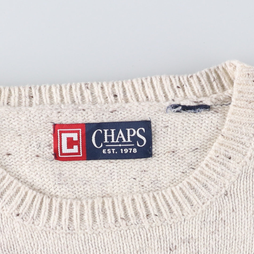 CHAPS Color Nep Cotton Knit Sweater, Men's Size XL unclear white type Vintage Second Hand
