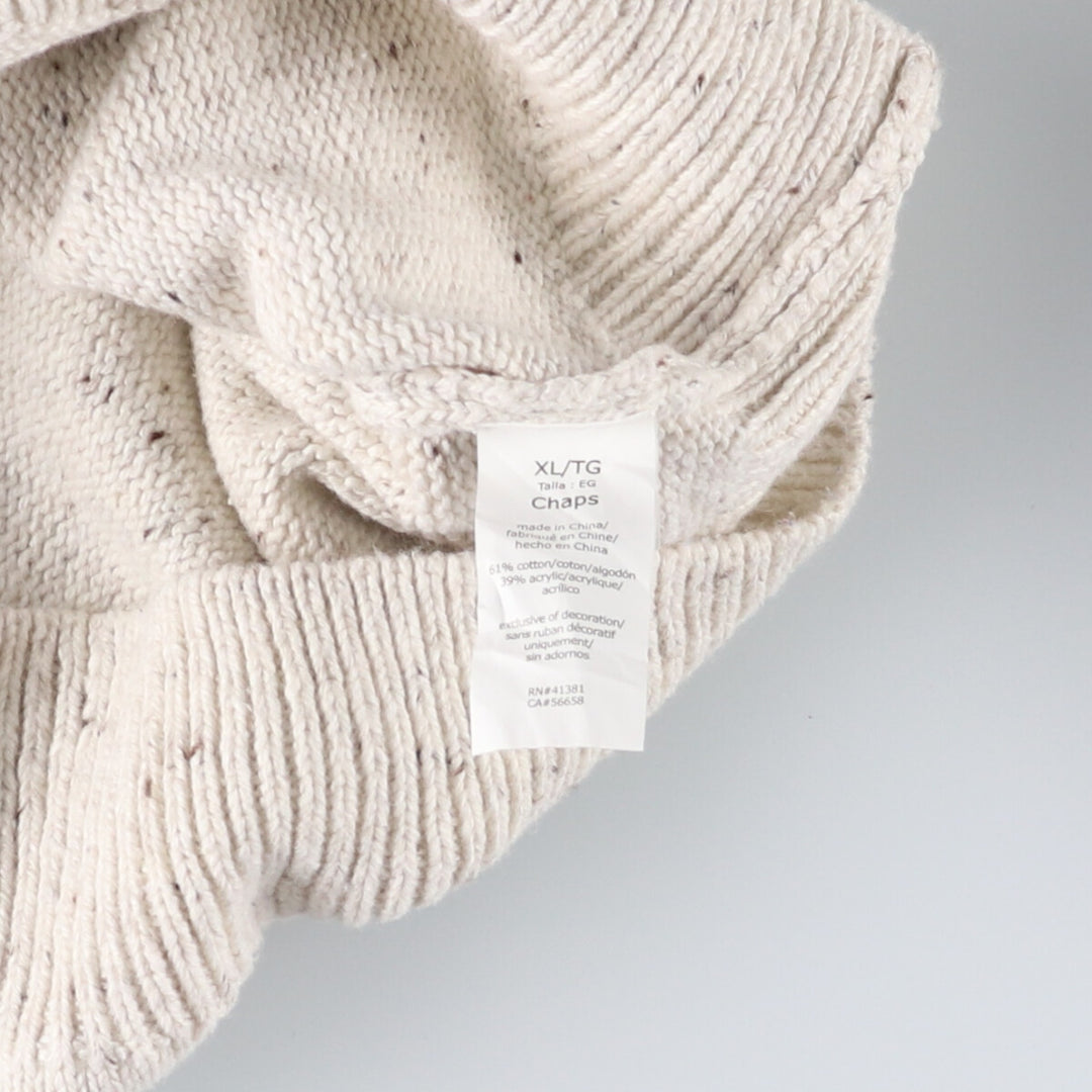 CHAPS Color Nep Cotton Knit Sweater, Men's Size XL unclear white type Vintage Second Hand