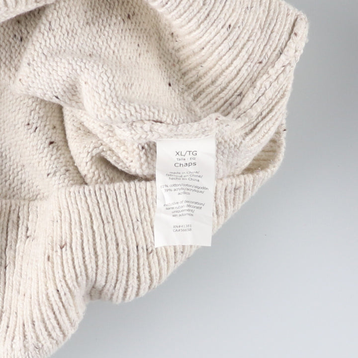 CHAPS Color Nep Cotton Knit Sweater, Men's Size XL unclear white type Vintage Second Hand