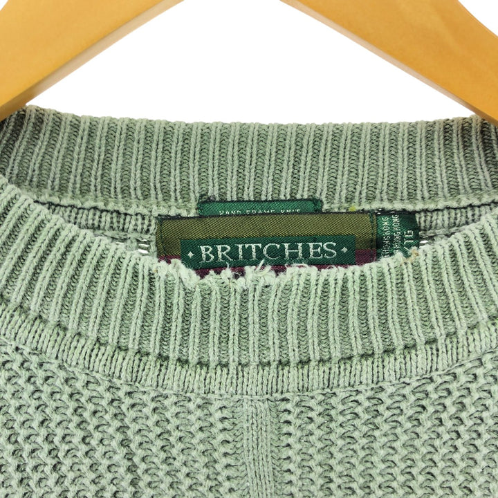 BRITCHES Cotton Knit Sweater, Men's Size XL cotton Khaki type sage green Vintage Second Hand