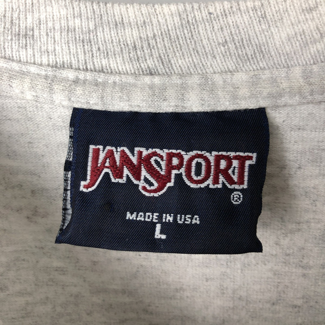 90'S Jansport College Long Sleeve T-Shirt, Made in USA, Men's L Size, Vintage cotton gray type Vintage Second Hand