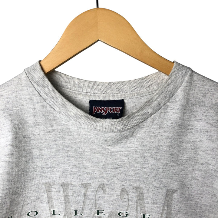 90'S Jansport College Long Sleeve T-Shirt, Made in USA, Men's L Size, Vintage cotton gray type Vintage Second Hand