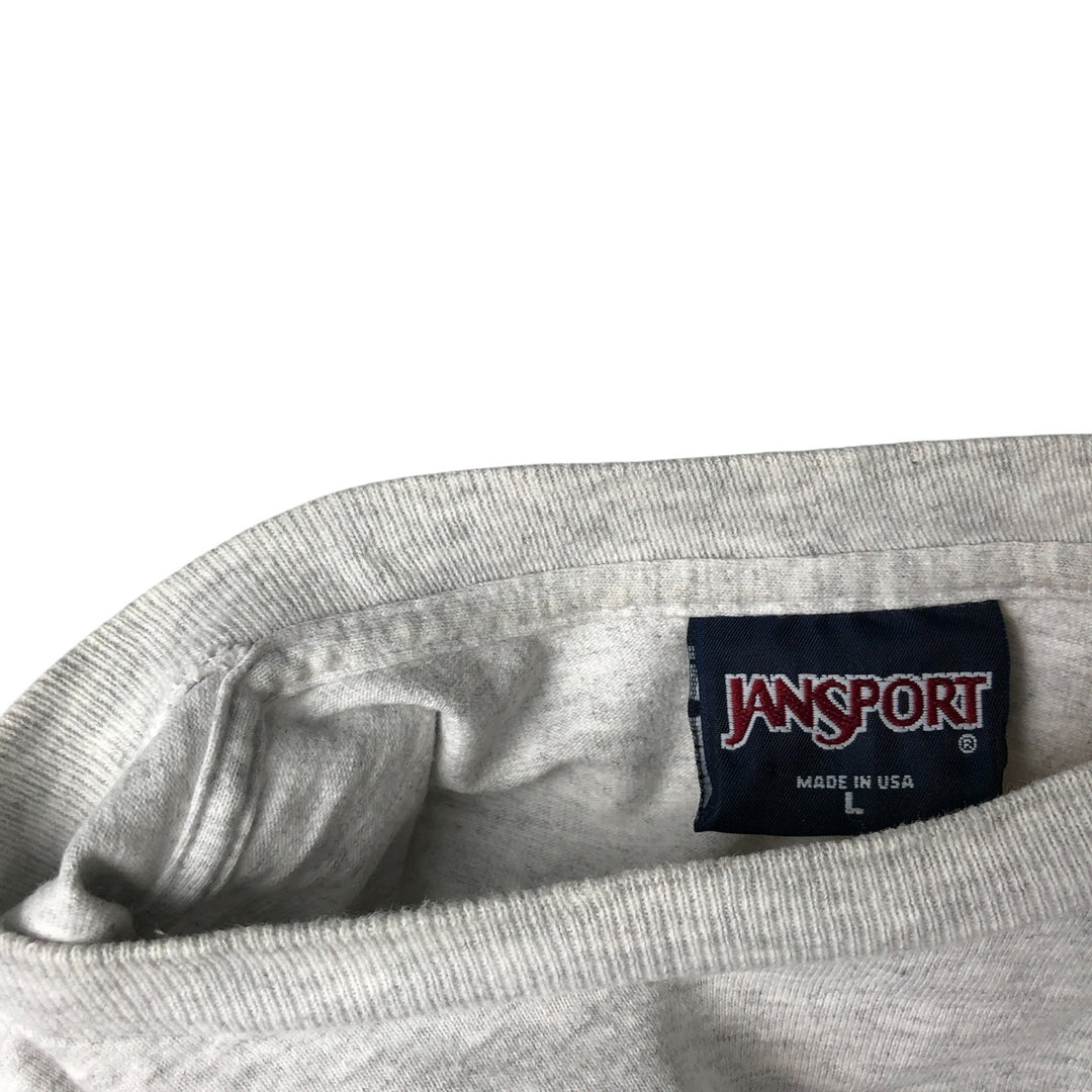 90'S Jansport College Long Sleeve T-Shirt, Made in USA, Men's L Size, Vintage cotton gray type Vintage Second Hand