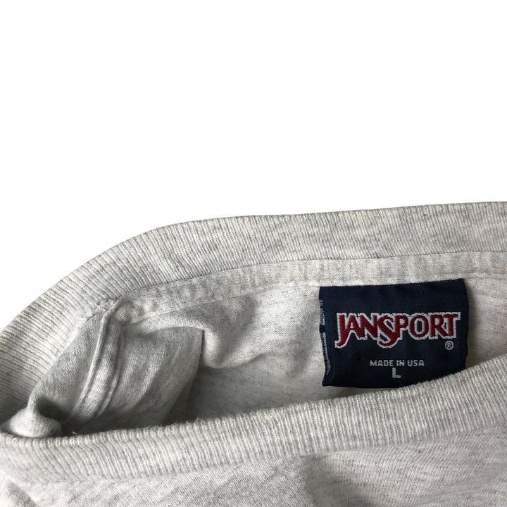 90'S Jansport College Long Sleeve T-Shirt, Made in USA, Men's L Size, Vintage cotton gray type Vintage Second Hand
