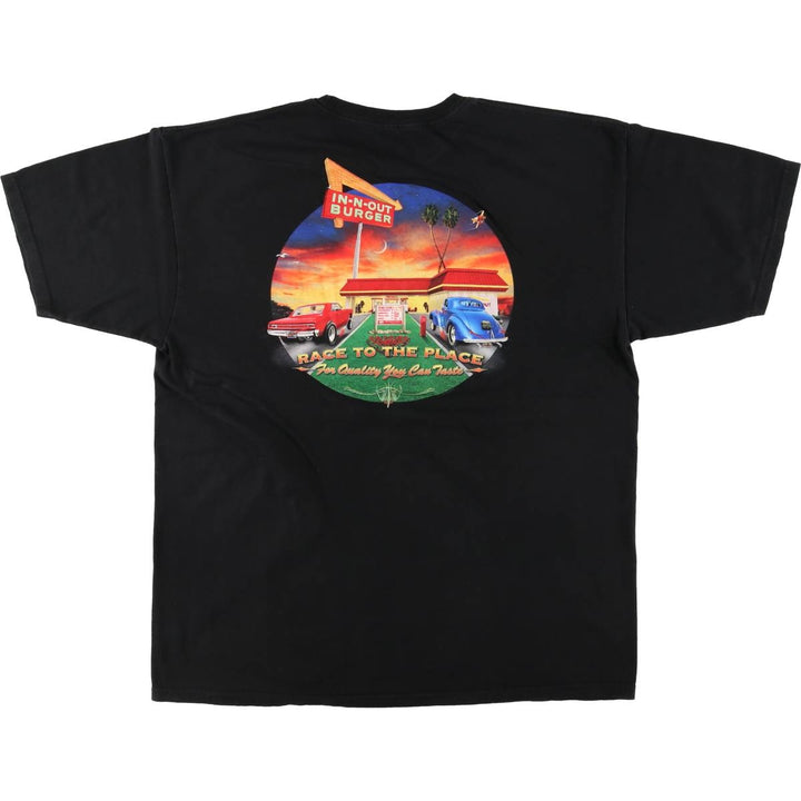 IN-N-OUT BURGER Advertising T-shirt Men's XL size cotton black type Vintage Second Hand