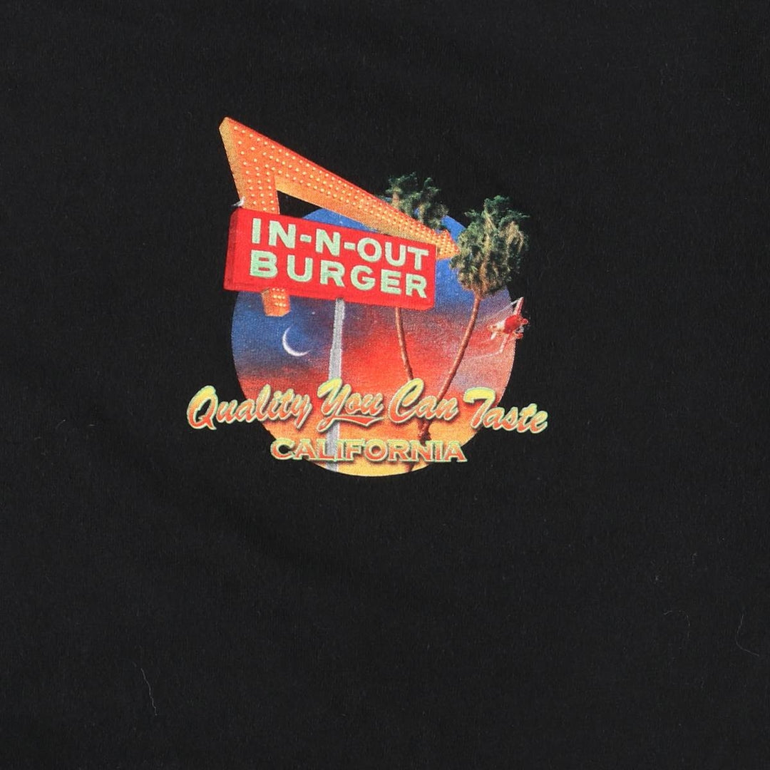 IN-N-OUT BURGER Advertising T-shirt Men's XL size cotton black type Vintage Second Hand