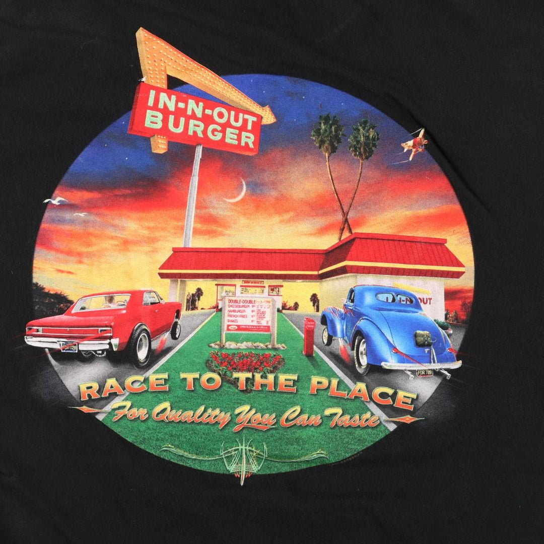 IN-N-OUT BURGER Advertising T-shirt Men's XL size cotton black type Vintage Second Hand