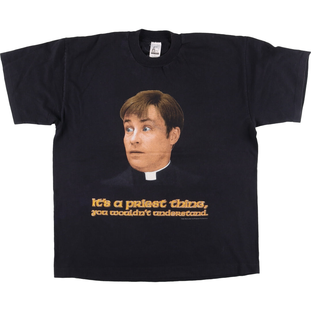 90'S HAT TRICK FATHER TED Father Ted Movie T-shirt Men's XL Vintage cotton black type Vintage Second Hand