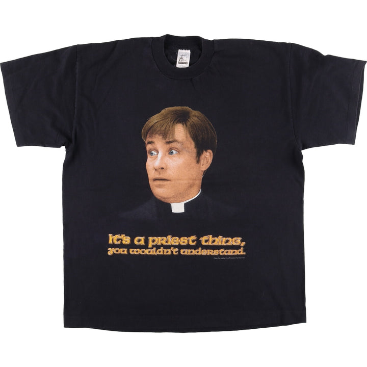90'S HAT TRICK FATHER TED Father Ted Movie T-shirt Men's XL Vintage cotton black type Vintage Second Hand