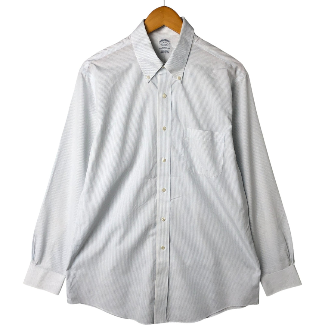 Brooks Brothers Est.1818 Long Sleeve Button-Down Striped Shirt, Men's Size L Supima Cotton Blue type light blue Vintage Second Hand