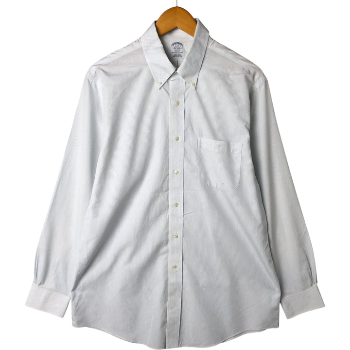Brooks Brothers Est.1818 Long Sleeve Button-Down Striped Shirt, Men's Size L Supima Cotton Blue type light blue Vintage Second Hand